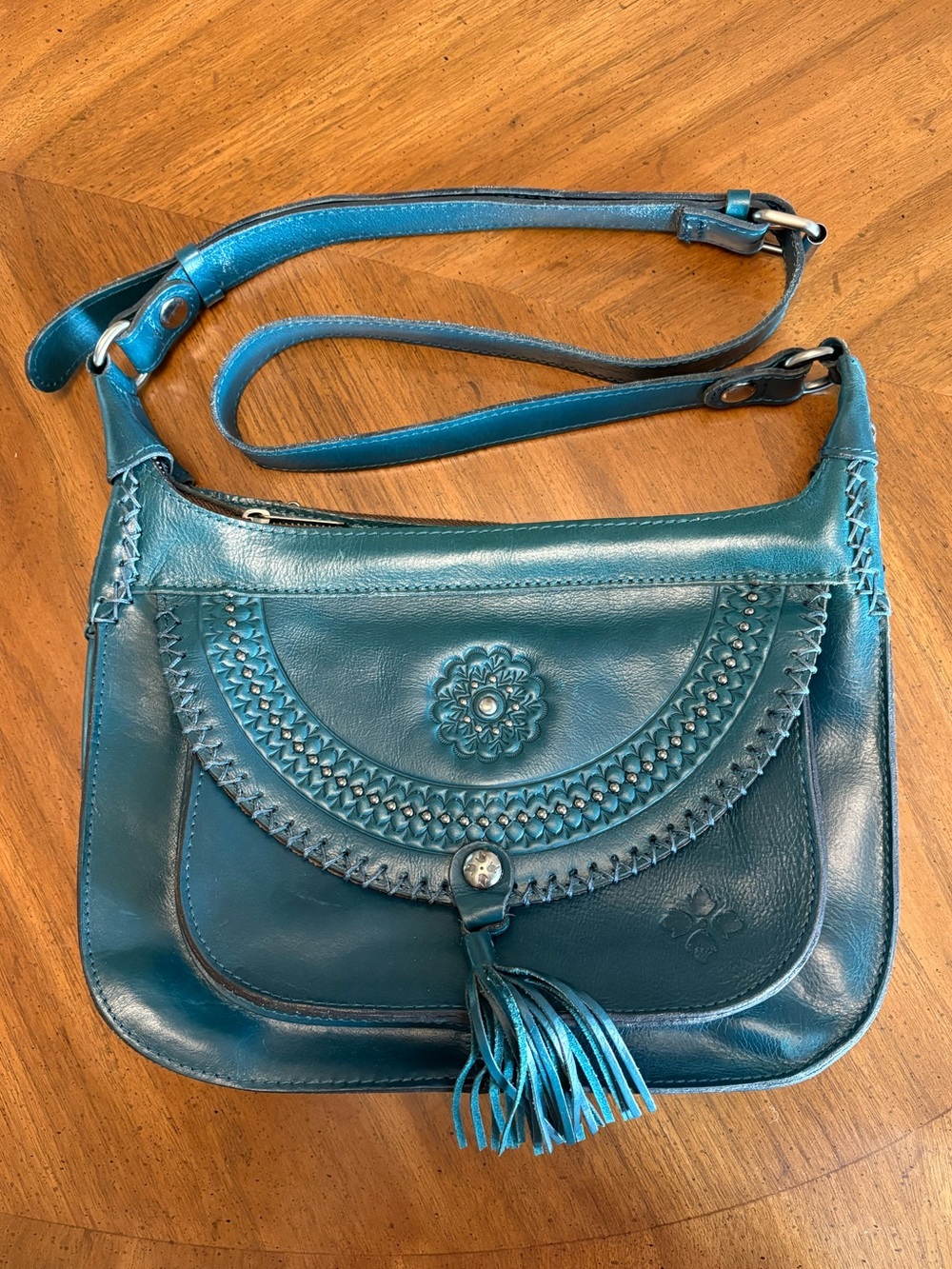 Patricia Nash Camila Italian Leather Crossbody Shoulder-Bag - Teal